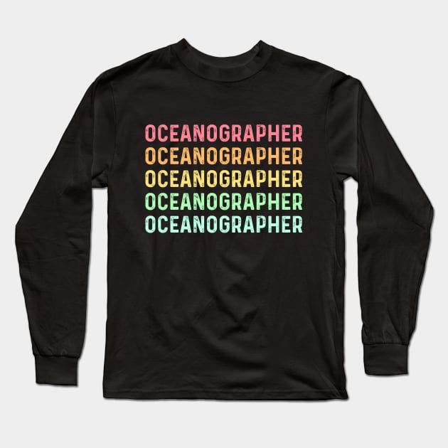 Funny Oceanographer Women Retro Marine Biology Oceanography Long Sleeve T-Shirt by Printopedy